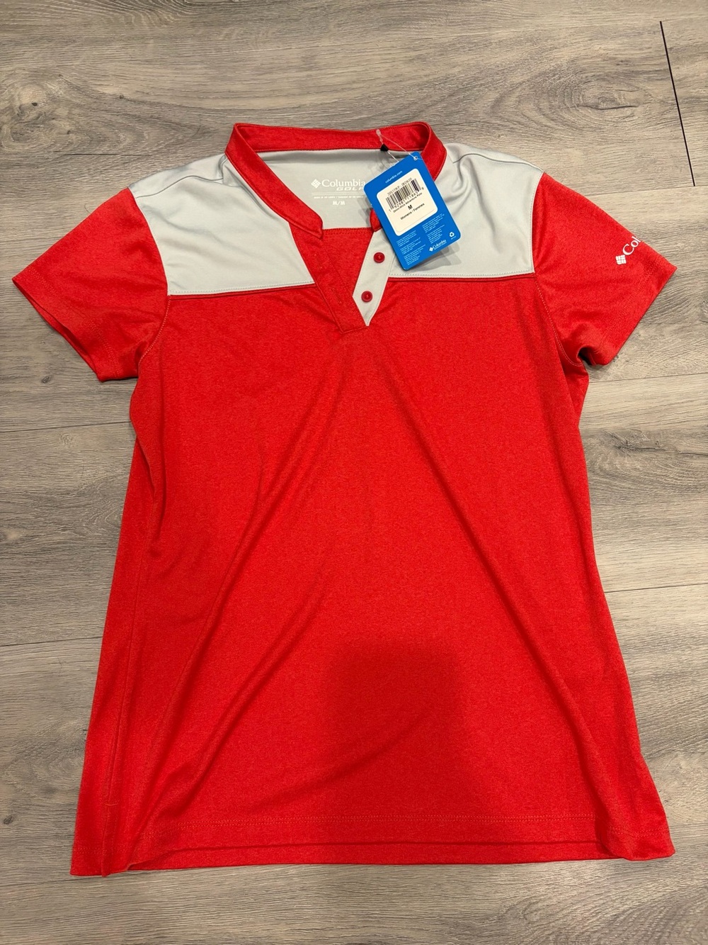 Columbia Red and Light Gray Women's Golf Polo